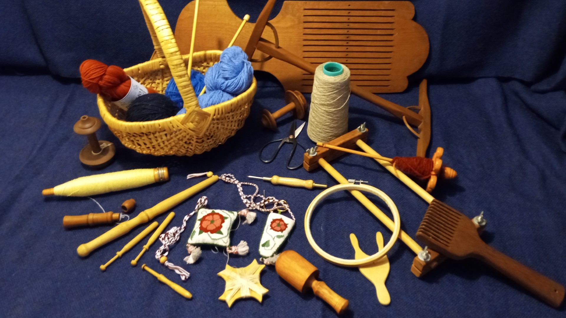 display of fibre arts tools